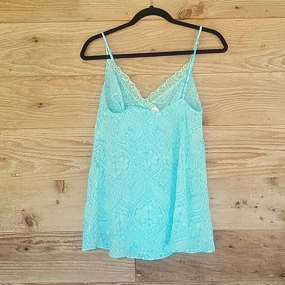 Victoria's Secret Aqua Lace Trim Fly Away Babydoll Size Small